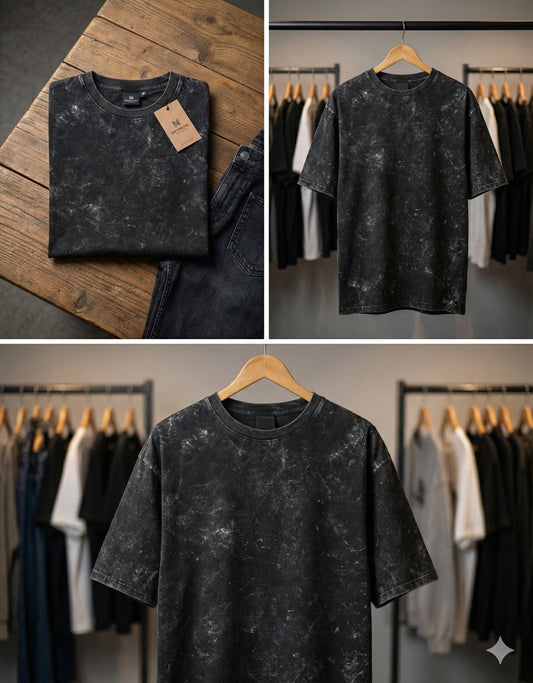 Acid Washed Oversized "Black" T-Shirt - DARK JINN