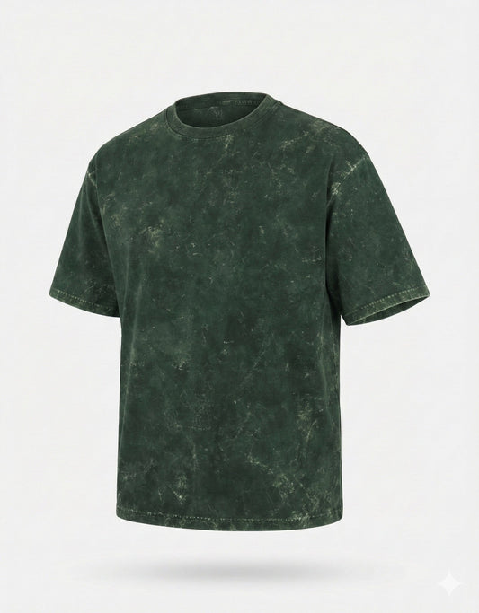 Acid Washed Oversized "Bottle Green" T-Shirt - DARK JINN