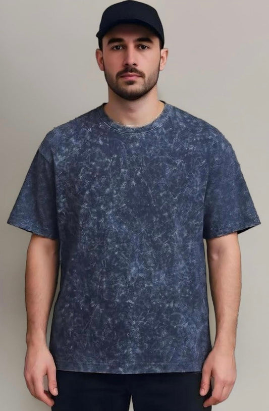 Acid Washed Oversized "Navy Blue" T-Shirt - DARK JINN
