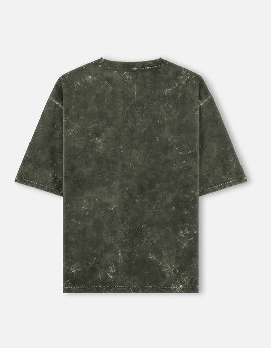 Acid Washed Oversized "Olive Green" T-Shirt - DARK JINN