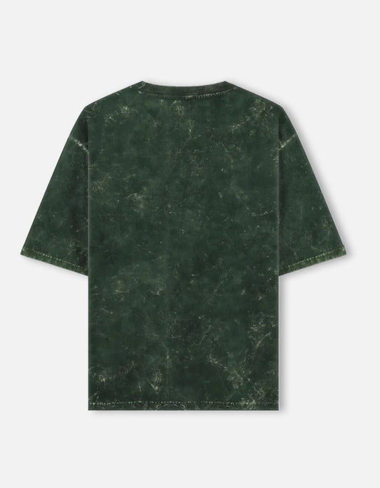 Acid Washed Oversized "Bottle Green" T-Shirt - DARK JINN