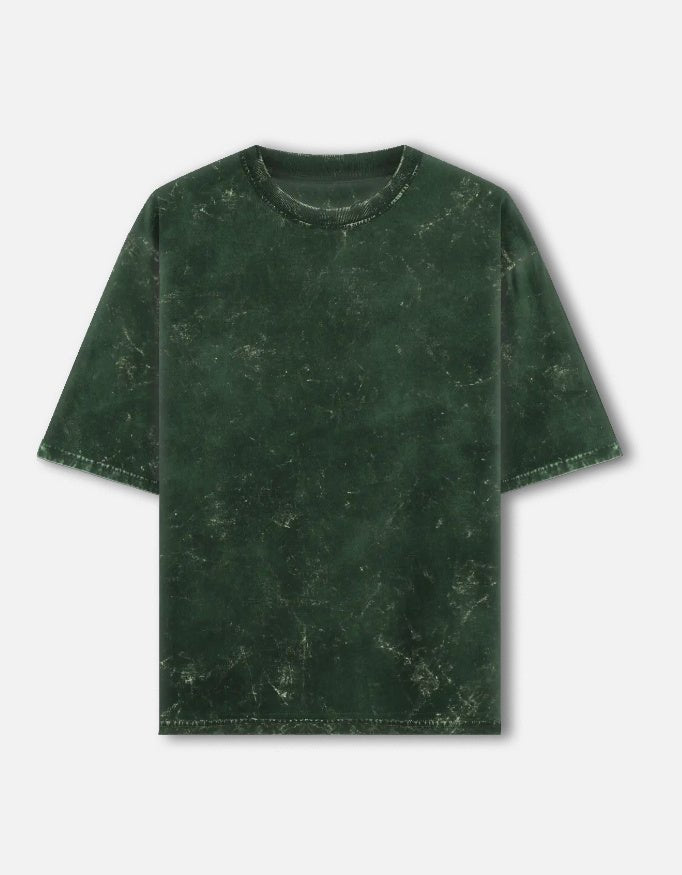 Acid Washed Oversized "Bottle Green" T-Shirt - DARK JINN