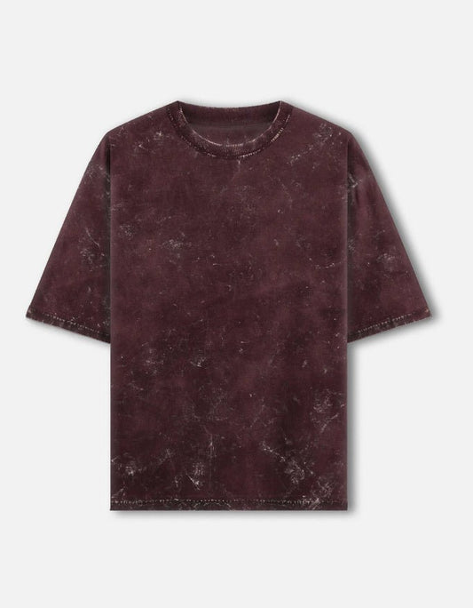 Acid Washed Oversized "Maroon" T-Shirt - DARK JINN