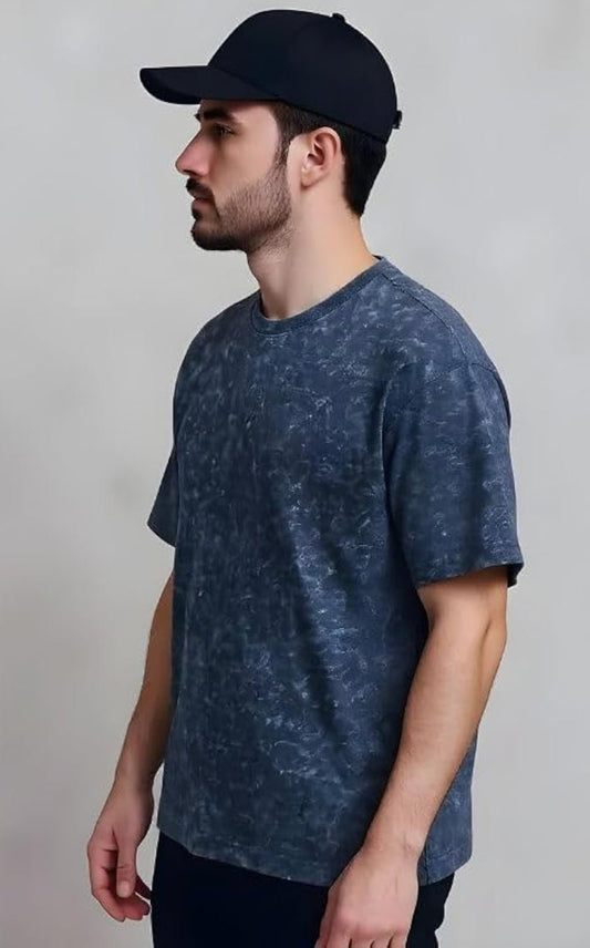 Acid Washed Oversized "Navy Blue" T-Shirt - DARK JINN