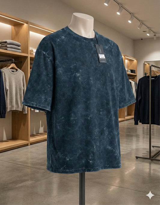 Acid Washed Oversized "Navy Blue" T-Shirt - DARK JINN