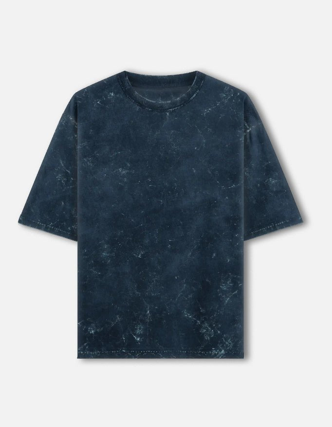 Acid Washed Oversized "Navy Blue" T-Shirt - DARK JINN