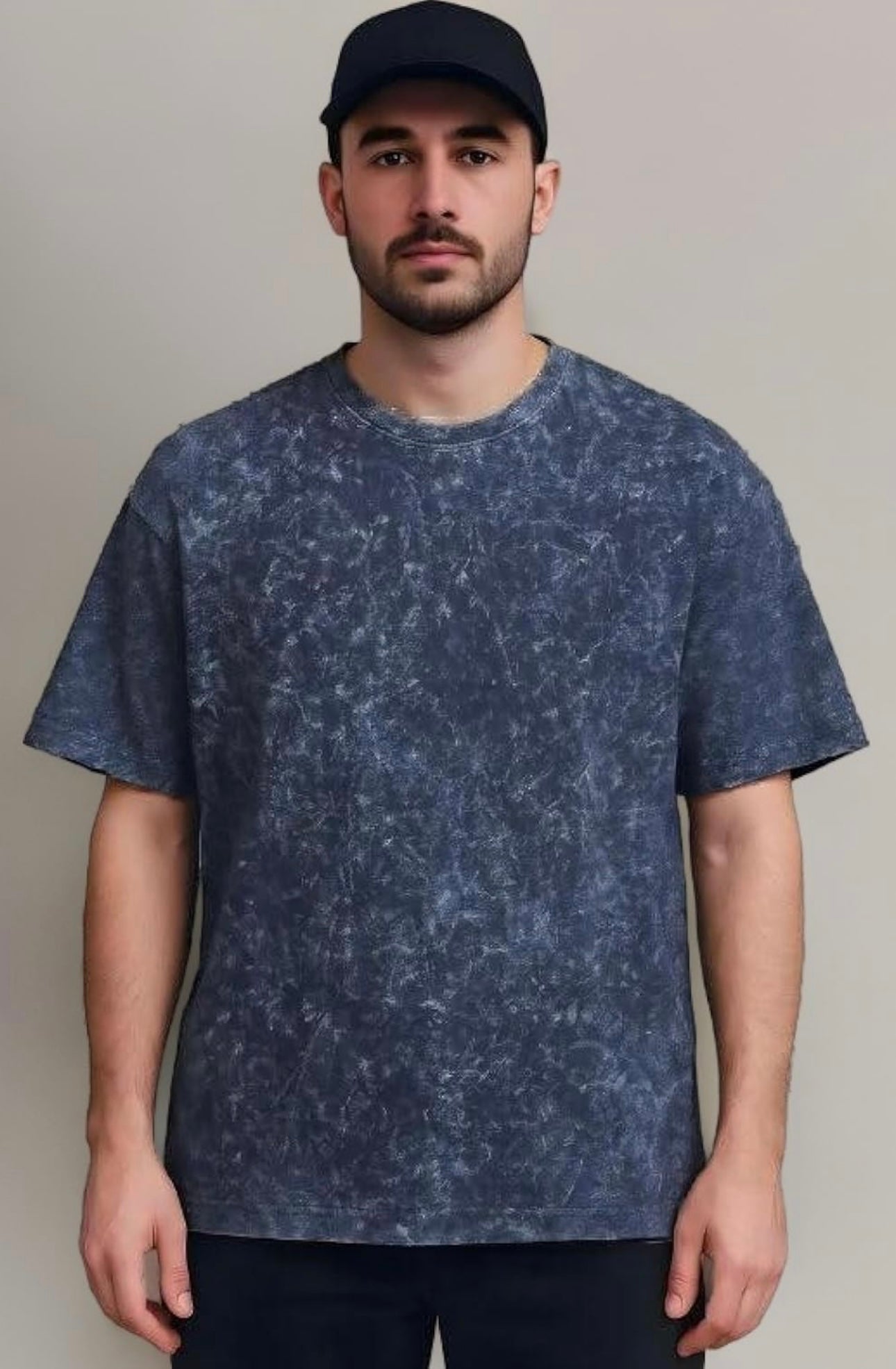 Acid Washed Oversized "Navy Blue" T-Shirt - DARK JINN