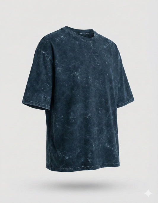 Acid Washed Oversized "Navy Blue" T-Shirt - DARK JINN