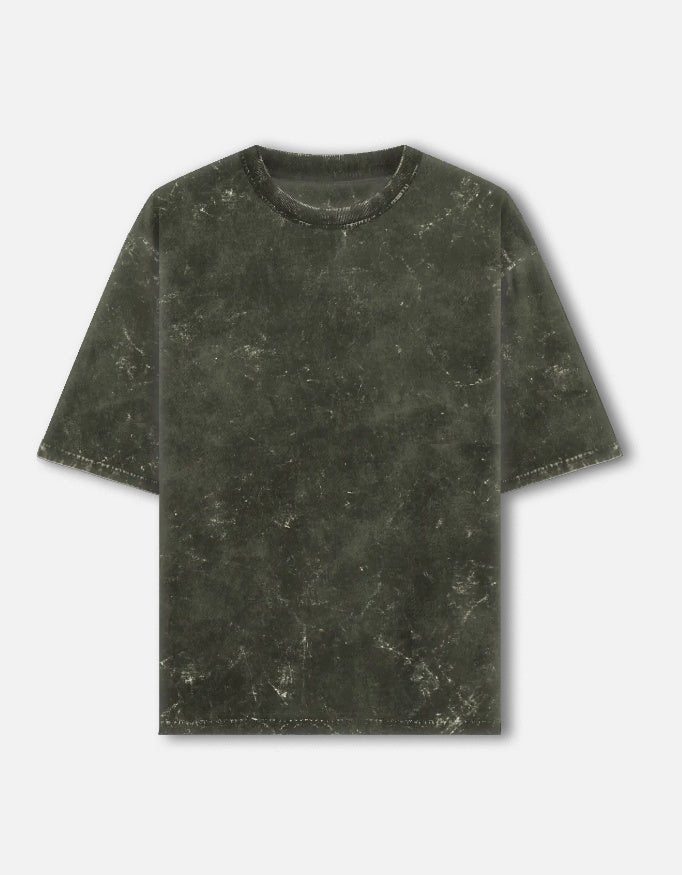 Acid Washed Oversized "Olive Green" T-Shirt - DARK JINN
