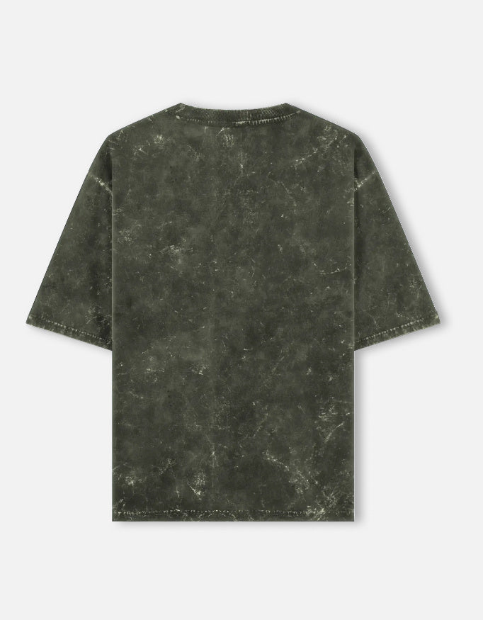 Acid Washed Oversized "Olive Green" T-Shirt - DARK JINN