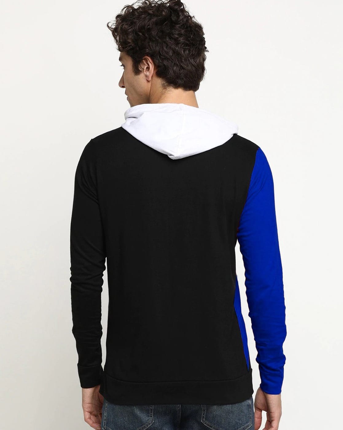 Color Block Full Sleeves Hooded T-Shirt - DARK JINN