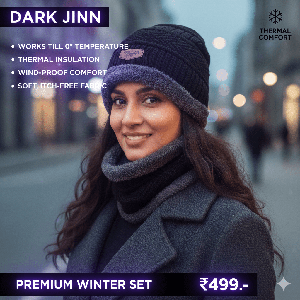 Winter non - stop action - Woolen Cap Set - DARK JINN
