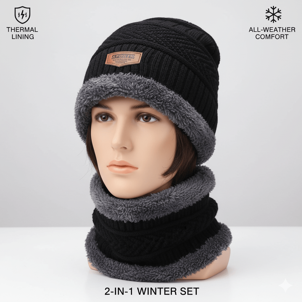 Winter non - stop action - Woolen Cap Set - DARK JINN