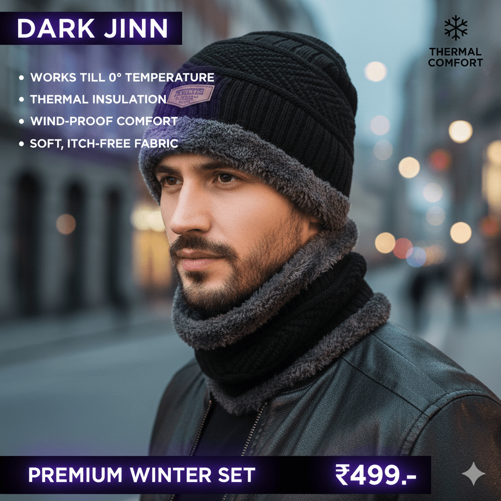 Winter non - stop action - Woolen Cap Set - DARK JINN